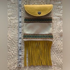 Vintage Genuine Leather Crossbody Fringed Bag 
Made in Mexico